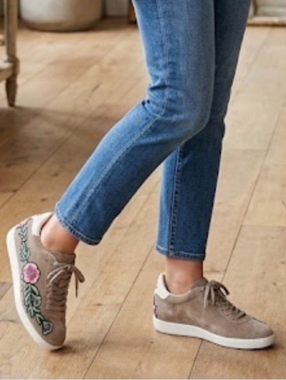ASH Gull Suede Floral Embroidered Wedge Sneakers Size 38